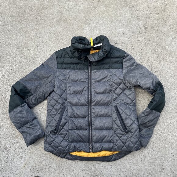 Lole Youth Puffer Full Zip Jacket Size Large 10-12 Gray Yellow - Picture 1 of 10